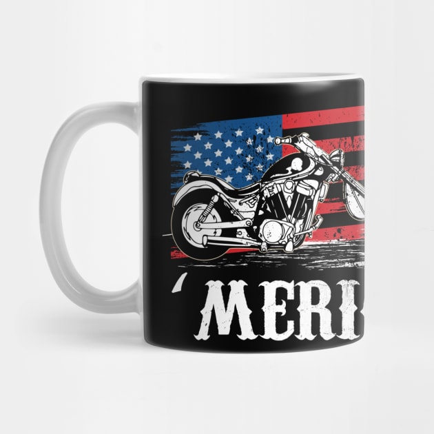 Motorcycle Shirt Biker America Flag Patriotic Grunge by sumikoric